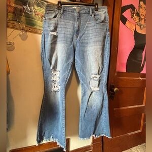 Kancan Signature Distressed Flare Jeans